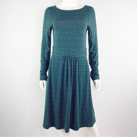 Boden Dresses & Skirts - Boden Green Polkadot Long Sleeve A-Line Dress Size 6